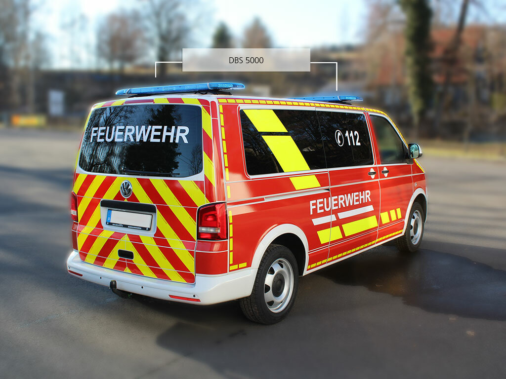VW T5 mit Doppelbalkenanlage, Heckansicht