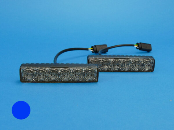 LED-Frontblitzer Sputnik SL, horizontal, blau, getönte Lichtscheibe