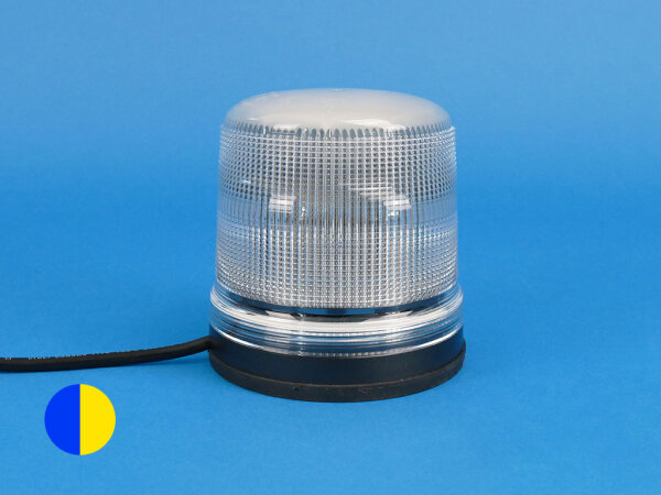 LED-Kennleuchte B18, blau/gelb, Magnetmontage, Haube: klar, KFZ-Stecker