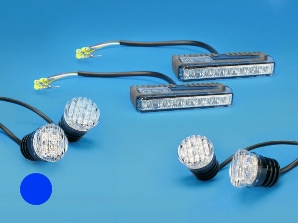 LED-Frontblitzer Sputnik Hybrid HTB, CAN 447, horizontal, blau