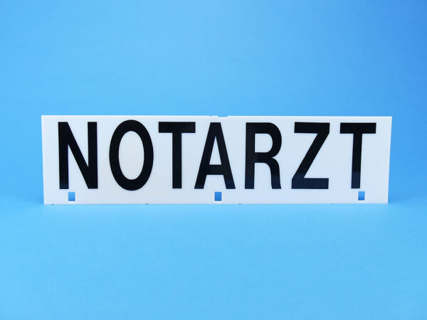 Innenblende weiß, 1.100 mm, schwarz bedruckt, Text: "NOTARZT"