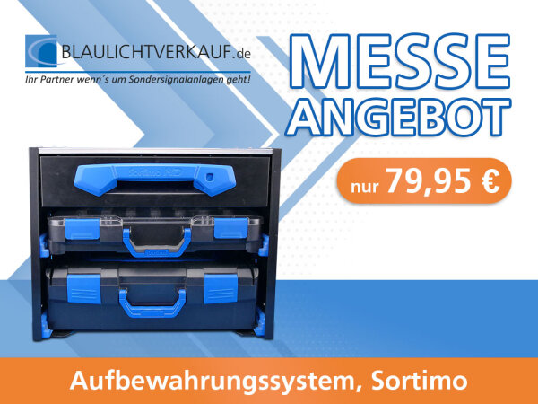 Messeangebot #08: Aufbewahrungssystem, Sortimo - Einbaurahmen mit Schubladenauszug + T-BOXX G + L-BOXX 136, gebraucht