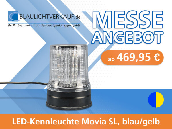 Messeangebot #12: LED-Kennleuchte Movia SL, blau/gelb, Magnetmontage