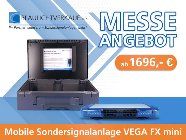 Messeangebot #15: Mobile Sondersignalanlage VEGA FX mini, blau, Magnetmontage