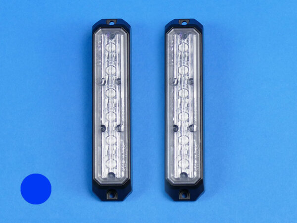LED-Front-/Heckblitzer MiniStealth MS6 V, blau, Anbaumontage vertikal