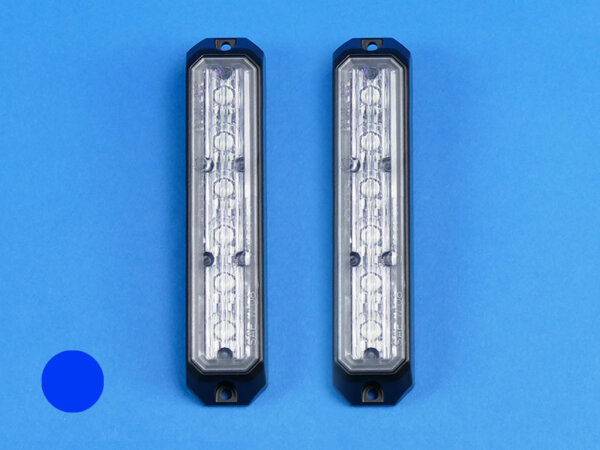 LED-Front-/Heckblitzer MiniStealth MS6 V, blau, Festmontage vertikal