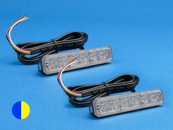 LED-Front-/Heckblitzer MiniStealth MS6, blau/gelb, Haltermontage