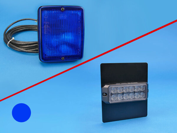 Umbausatz BSX Multi auf LED, vorher-nachher Ansicht, Farbe: blau