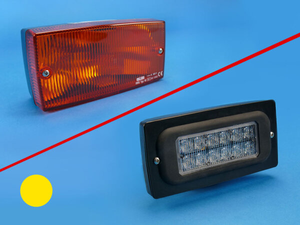 Umbausatz Typ 40 auf LED, Ansicht vorher - nachher, Farbe: gelb