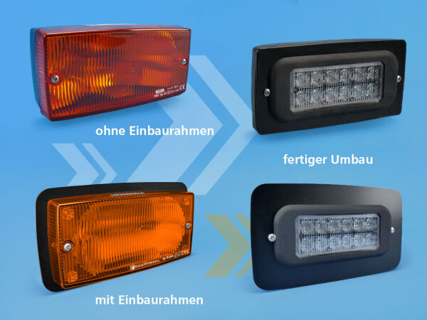Umbausatz Typ 40 auf LED, Ansicht vorher - nachher, Farbe: gelb