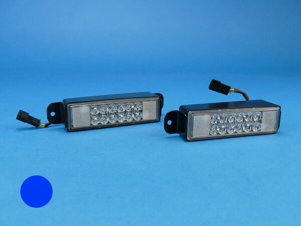 WL-LED Warnleuchte, blau, 2er-Set, mit Keil-Halter